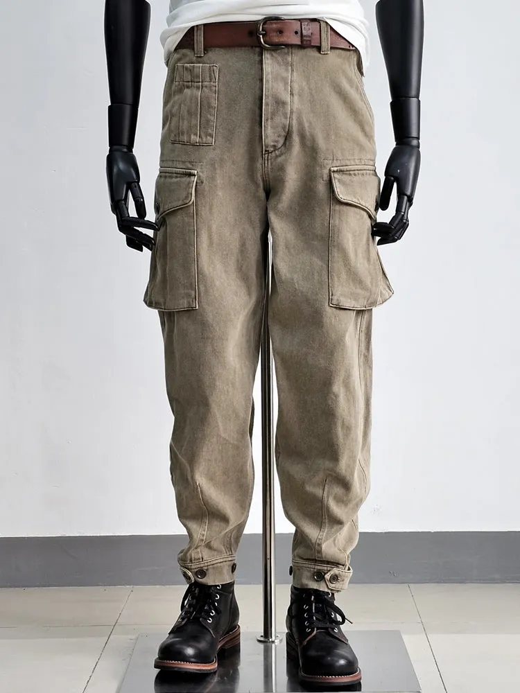 Men's Washed Khaki Cargo Pants