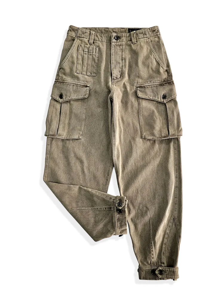 Men's Washed Khaki Cargo Pants