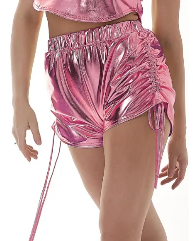 Metallic Ruched side Shorts