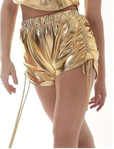 Metallic Ruched side Shorts