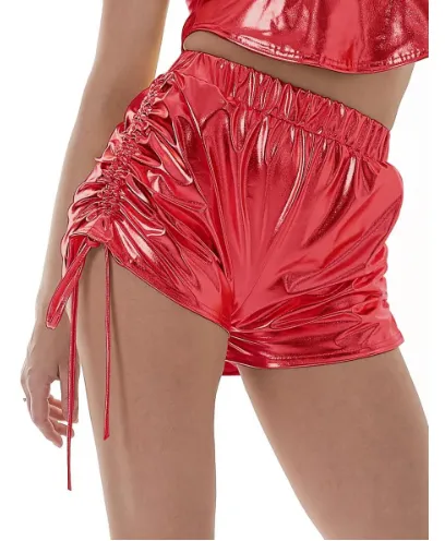 Metallic Ruched side Shorts