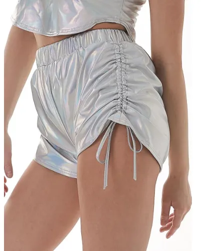 Metallic Ruched side Shorts