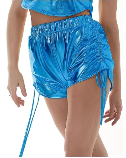 Metallic Ruched side Shorts