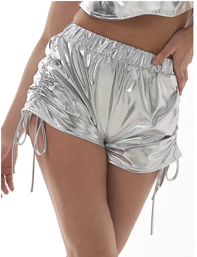 Metallic Ruched side Shorts