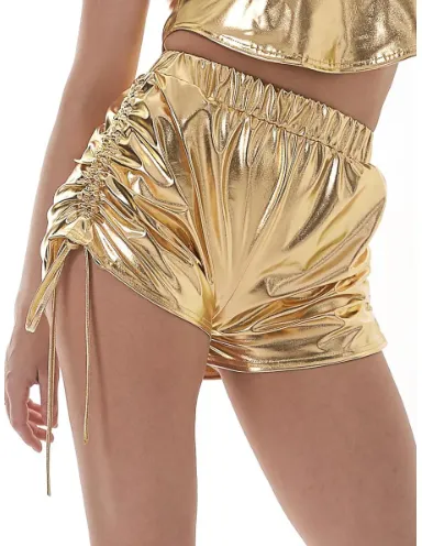 Metallic Ruched side Shorts