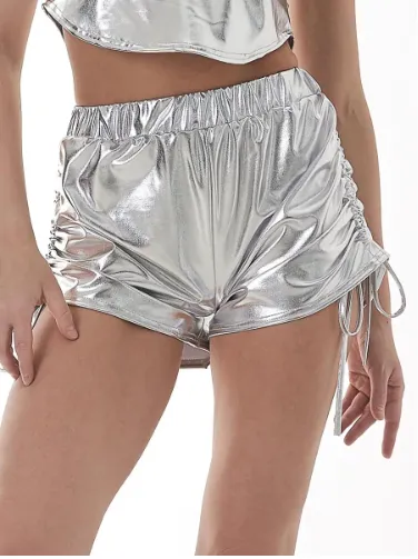 Metallic Ruched side Shorts