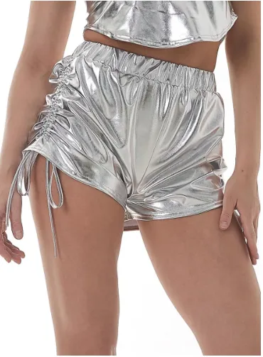 Metallic Ruched side Shorts