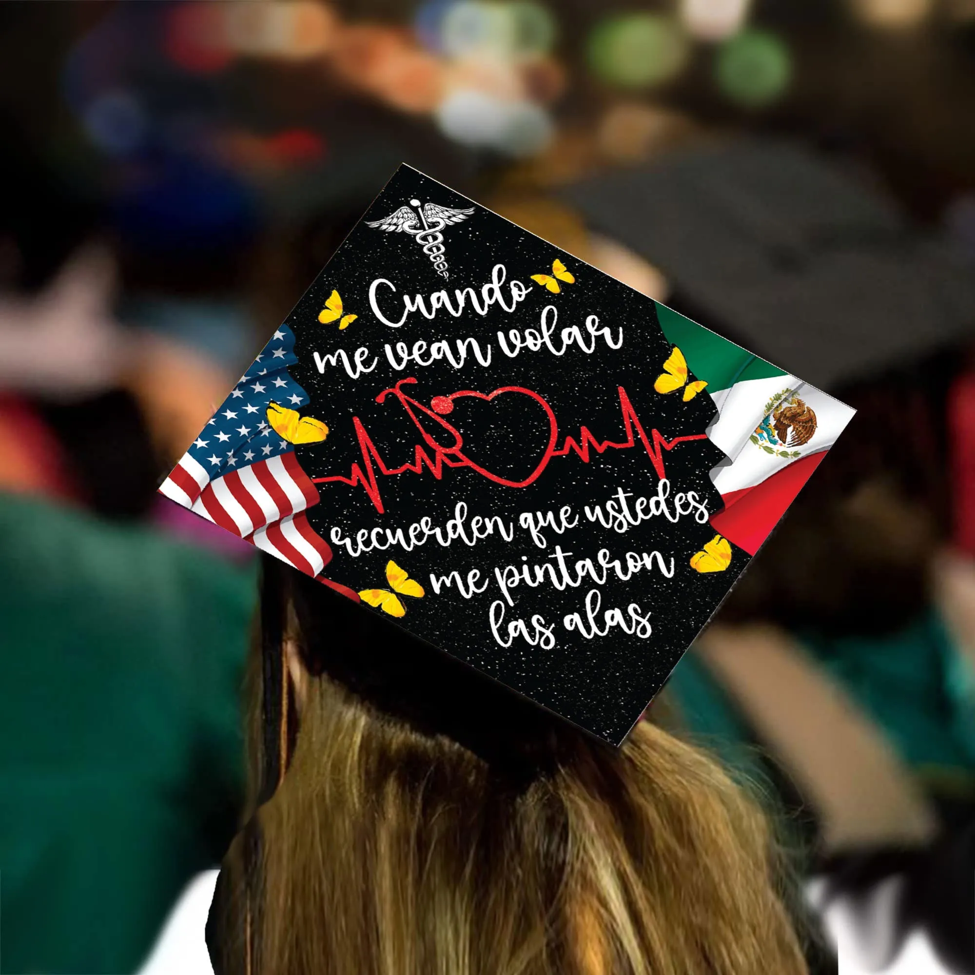 Mexican Nurse Flag Grad Cap Topper