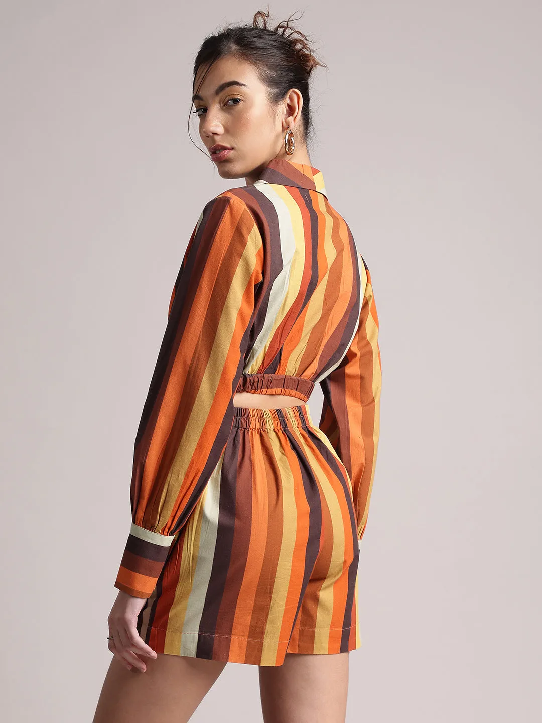 Multicolour Cotton Striped Wrap Co-Ord Set