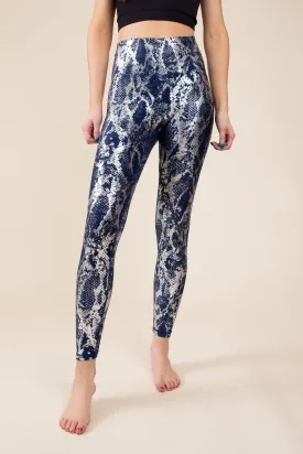 Navy and Silver Foil Printed Compression Leggings - FINAL SALE