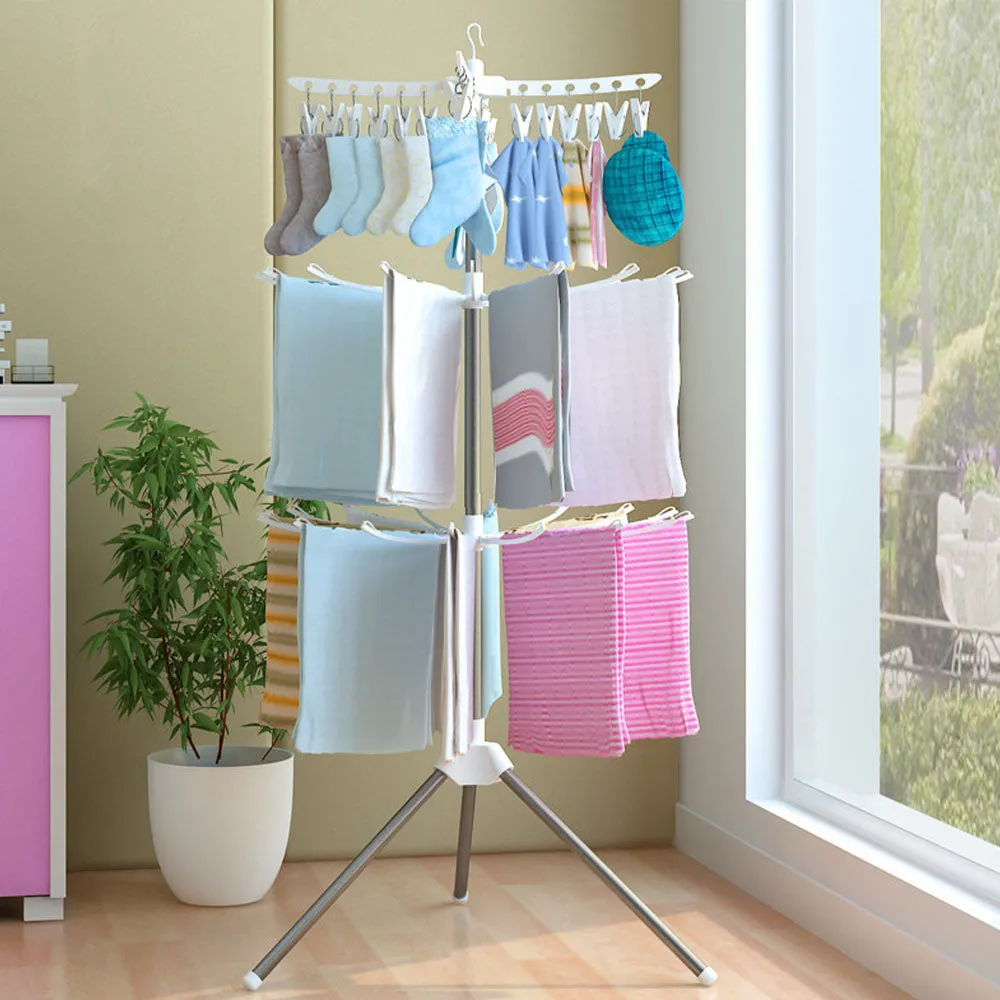 (Net) 3 Tier Clothes Hanging Drying Rack Baby Clothes Drying Rack Underwear Socks Laundry Hanger