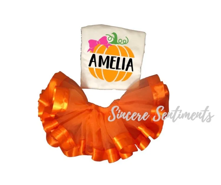 Personalized Pumpkin Ribbon Tutu Set