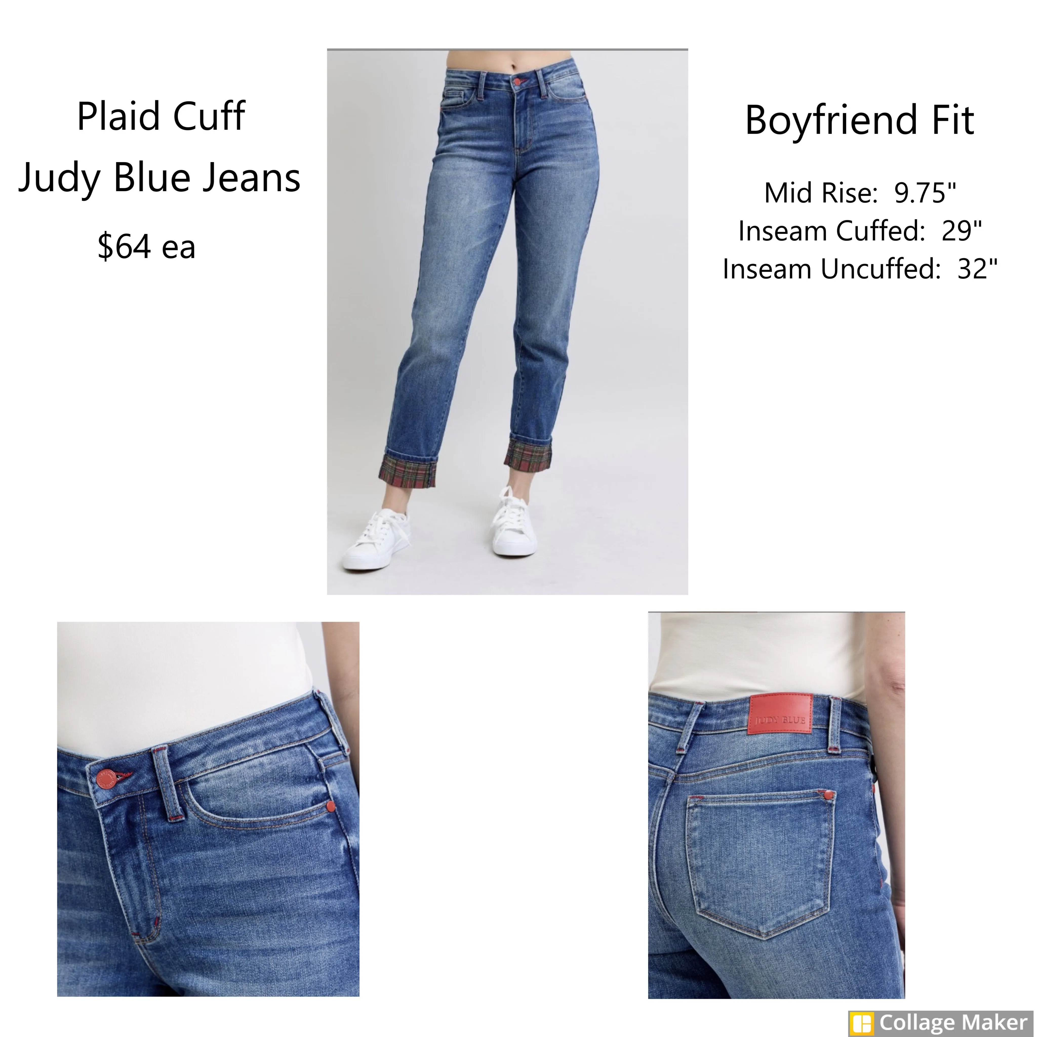 Plaid Cuff Judy Blue Jeans - Style 88877 - #8173-8185