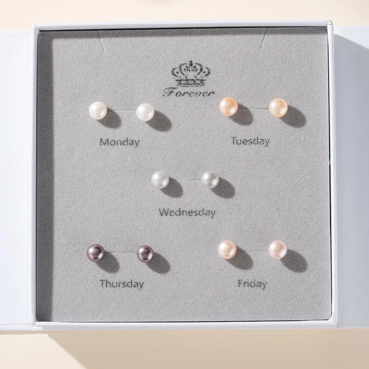 "Week of Pearls" Earring Studs Set