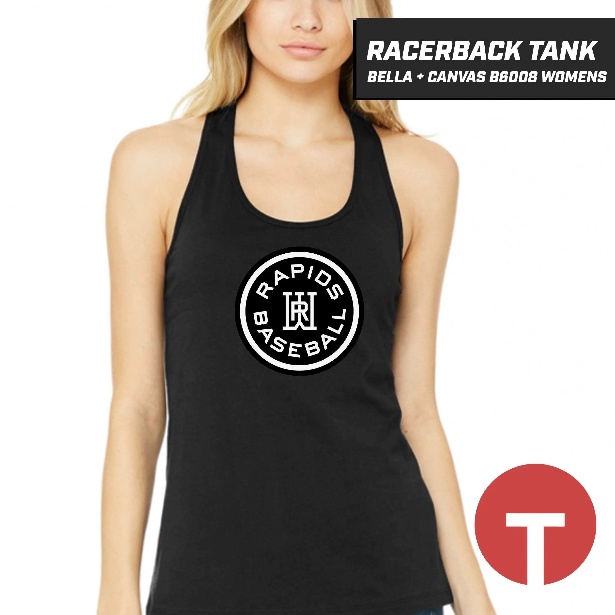 Rapids Baseball - Bella   Canvas B6008 Women's Jersey Racerback Tank - LOGO 3