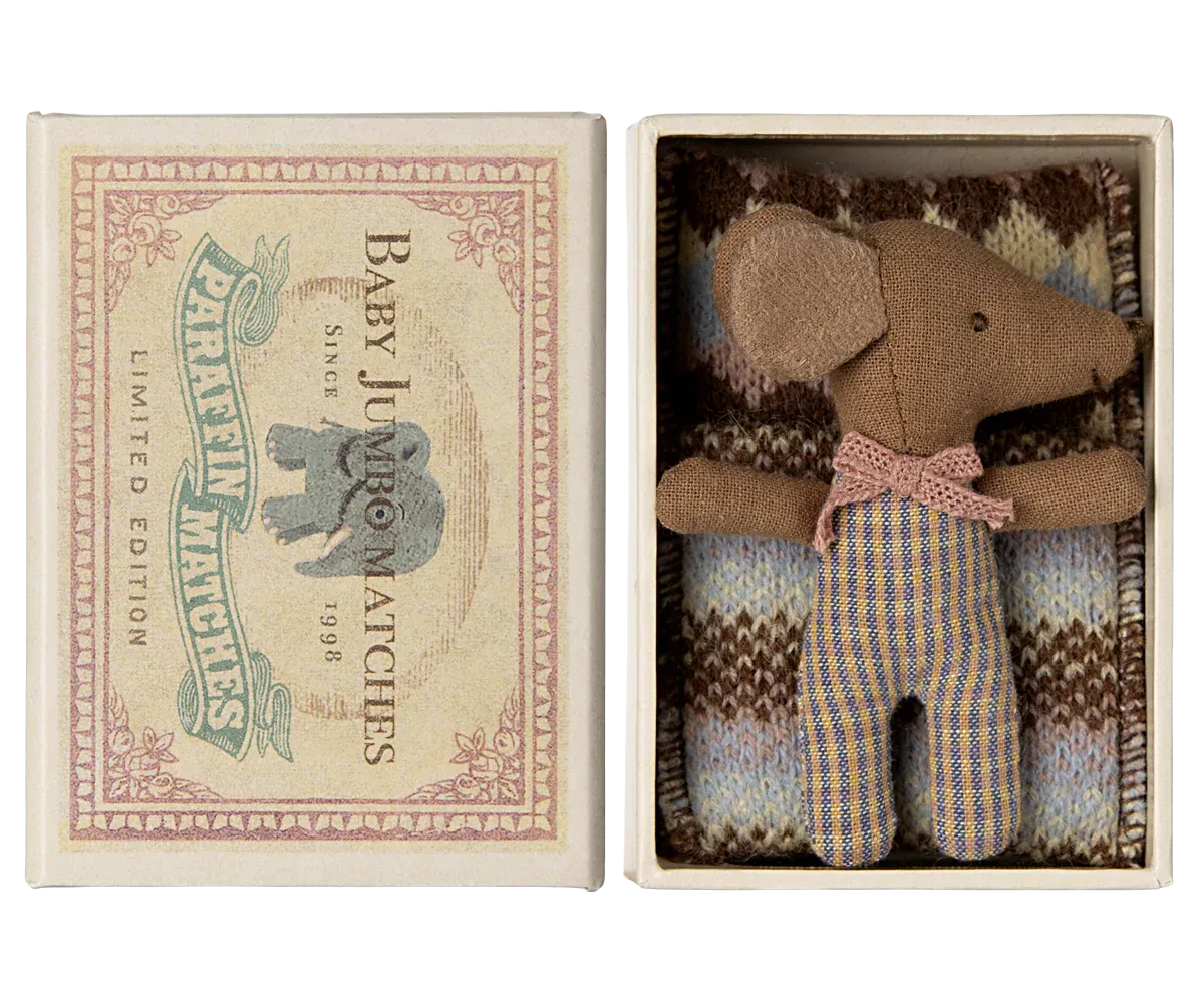 Sleepy Wakey Baby Mouse in Match Box | Rose