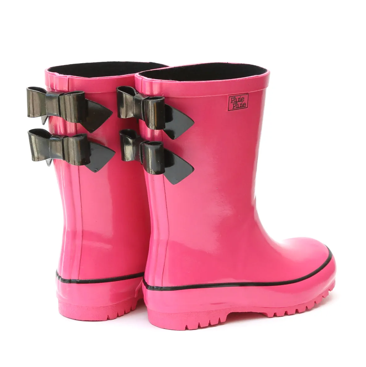 Solid Fuchsia Double Bow Rain Boot