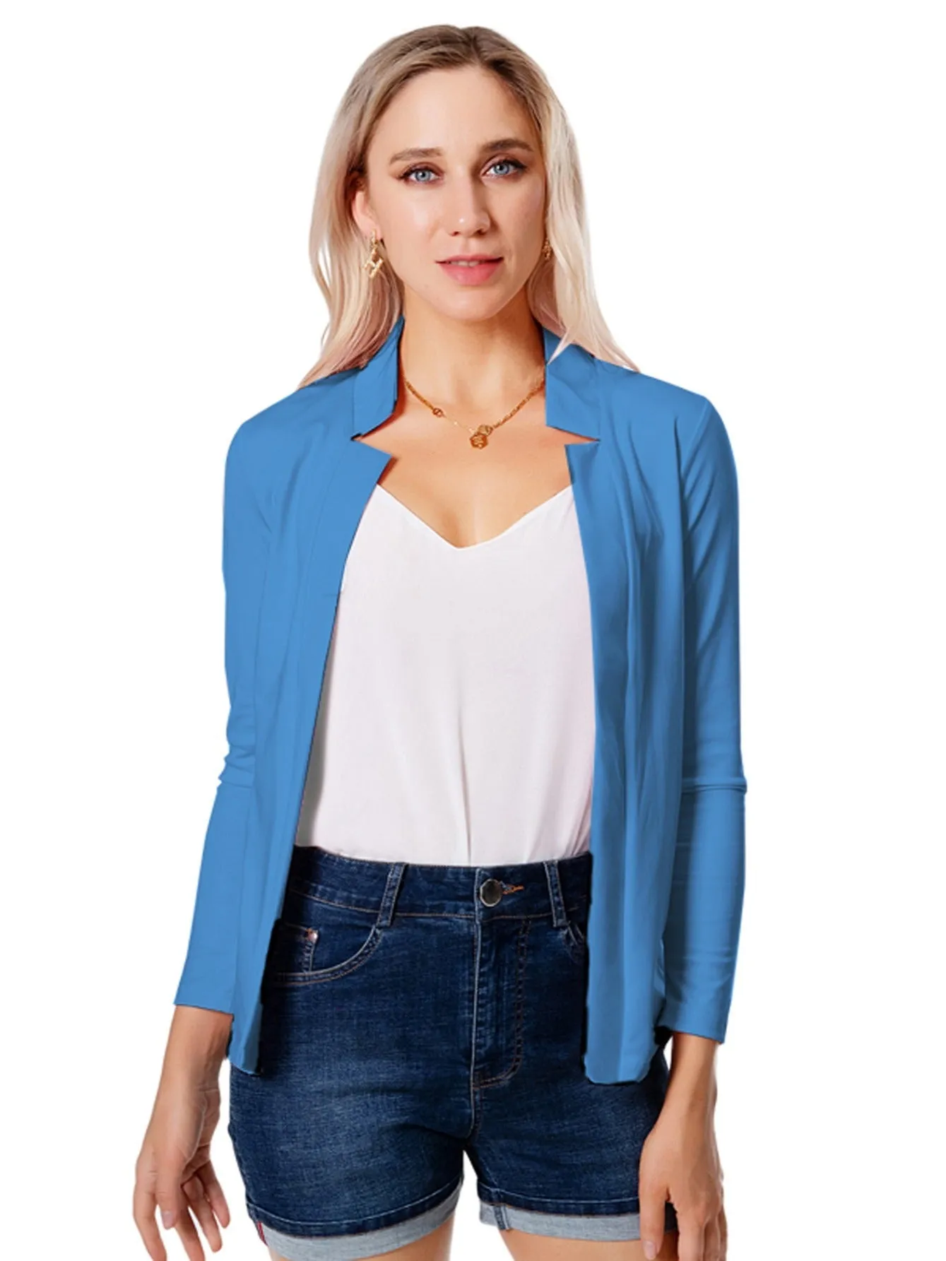 Solid Split Open Front Elegant Long Sleeve Blazer