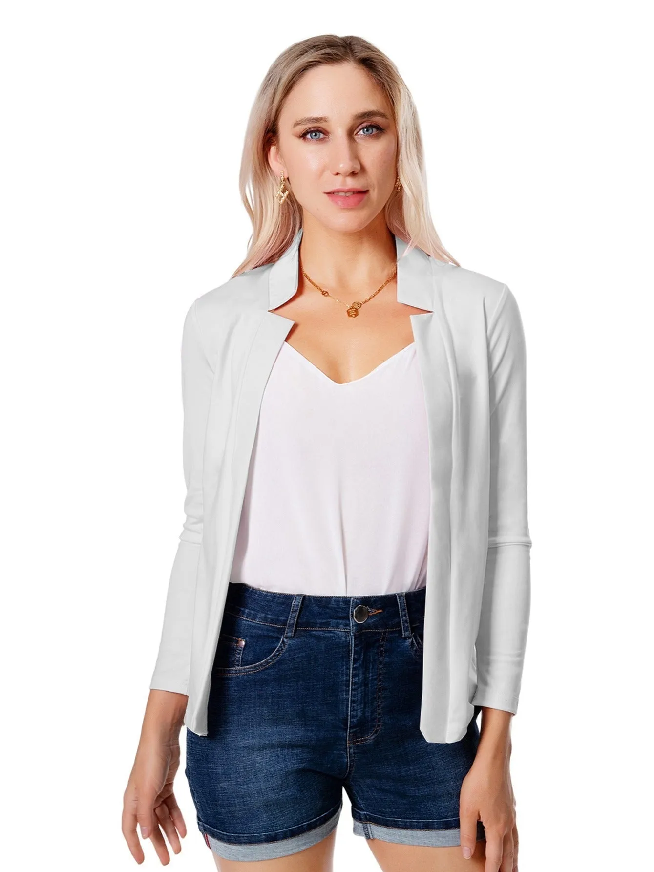 Solid Split Open Front Elegant Long Sleeve Blazer