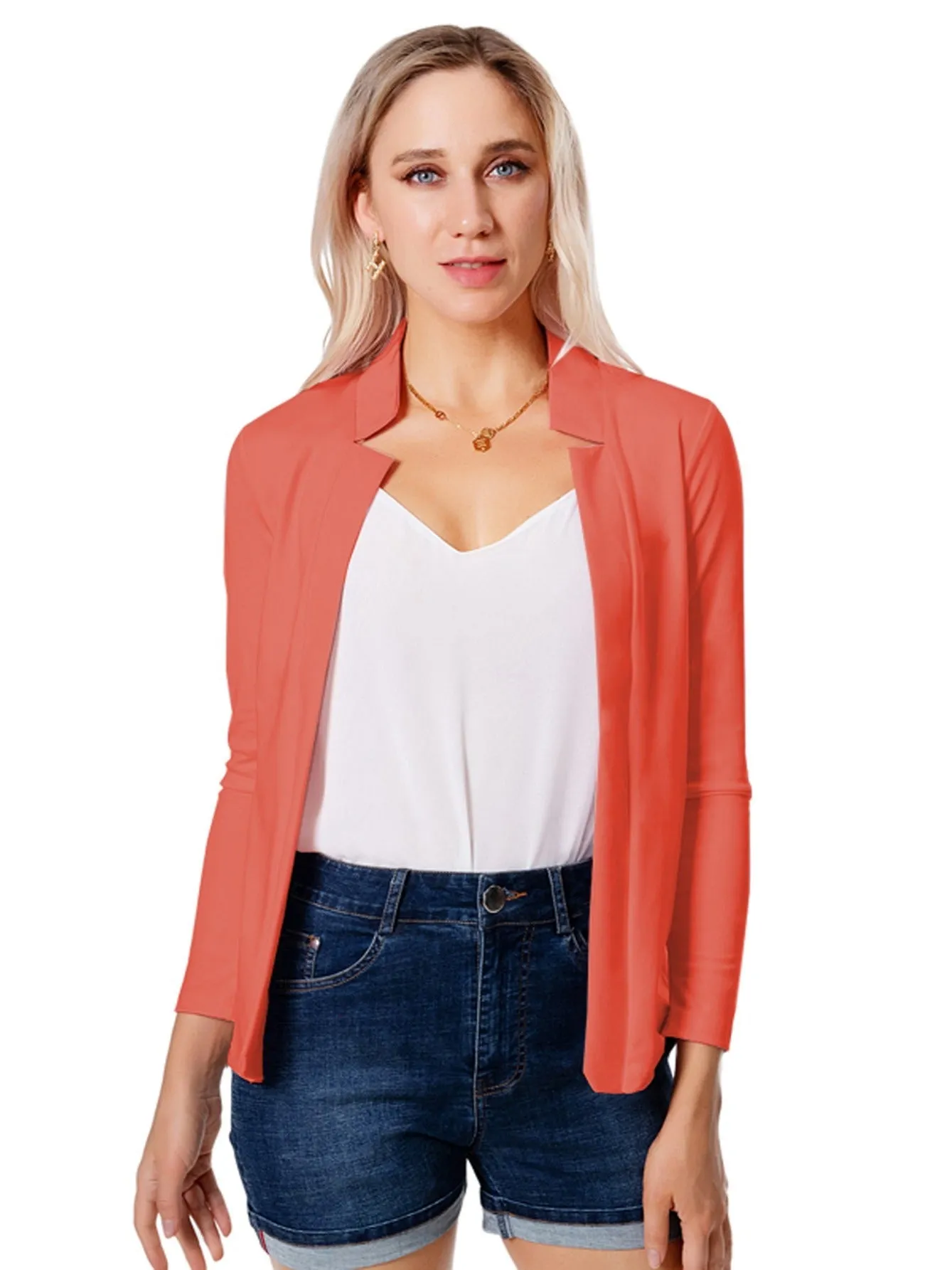 Solid Split Open Front Elegant Long Sleeve Blazer