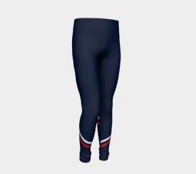 Stripe Youth Leggings - Red and White on Navy