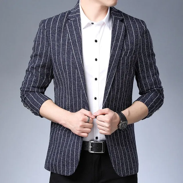 Striped Single Buttoned Businessmen Blazers