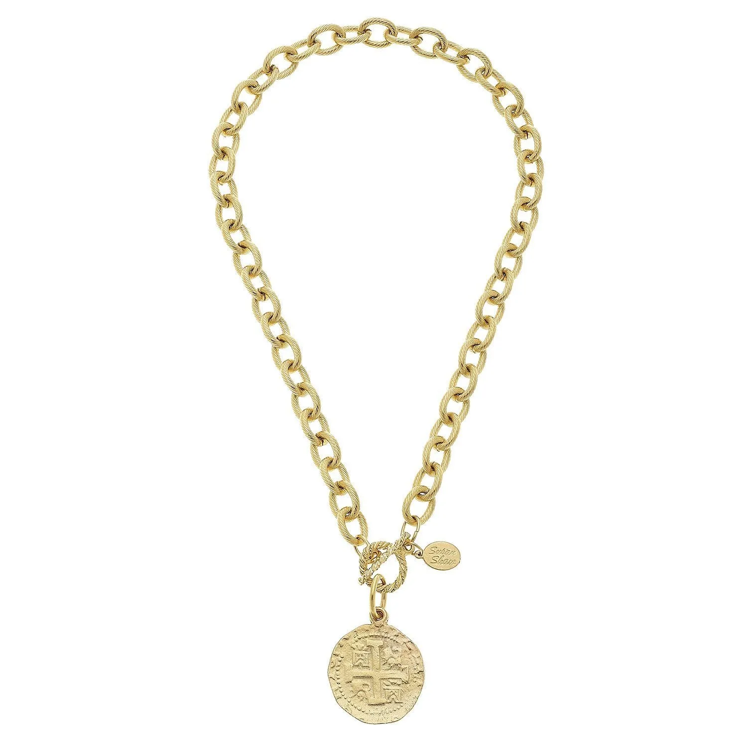 Susan Shaw Gold Coin Toggle Necklace