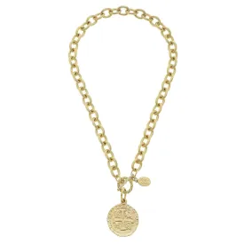 Susan Shaw Gold Coin Toggle Necklace