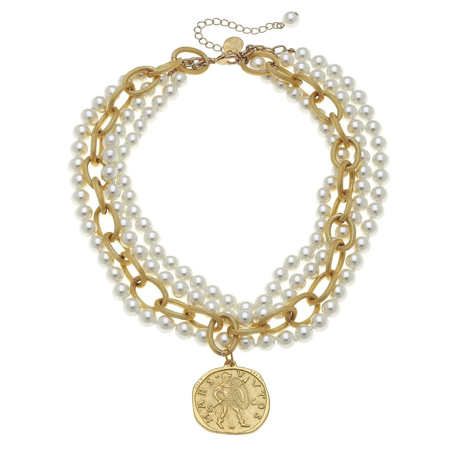 Susan Shaw Multi-Strand Gold Coin and Pearl Necklace