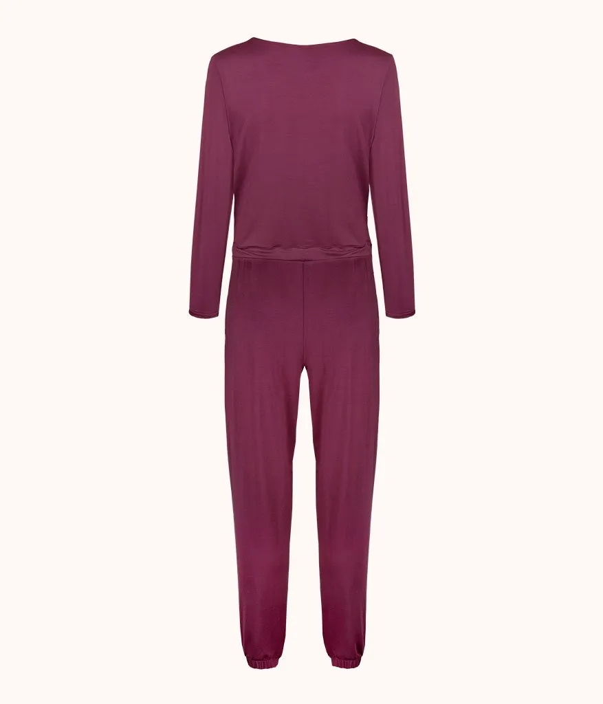 The All-Day Crew Jumpsuit: Plum