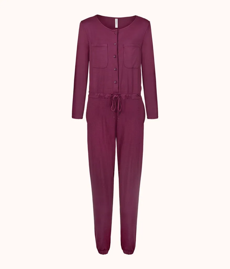 The All-Day Crew Jumpsuit: Plum