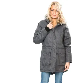 Thundery Women's Waterproof Padded Parka Jacket in Black, Silver & Grey