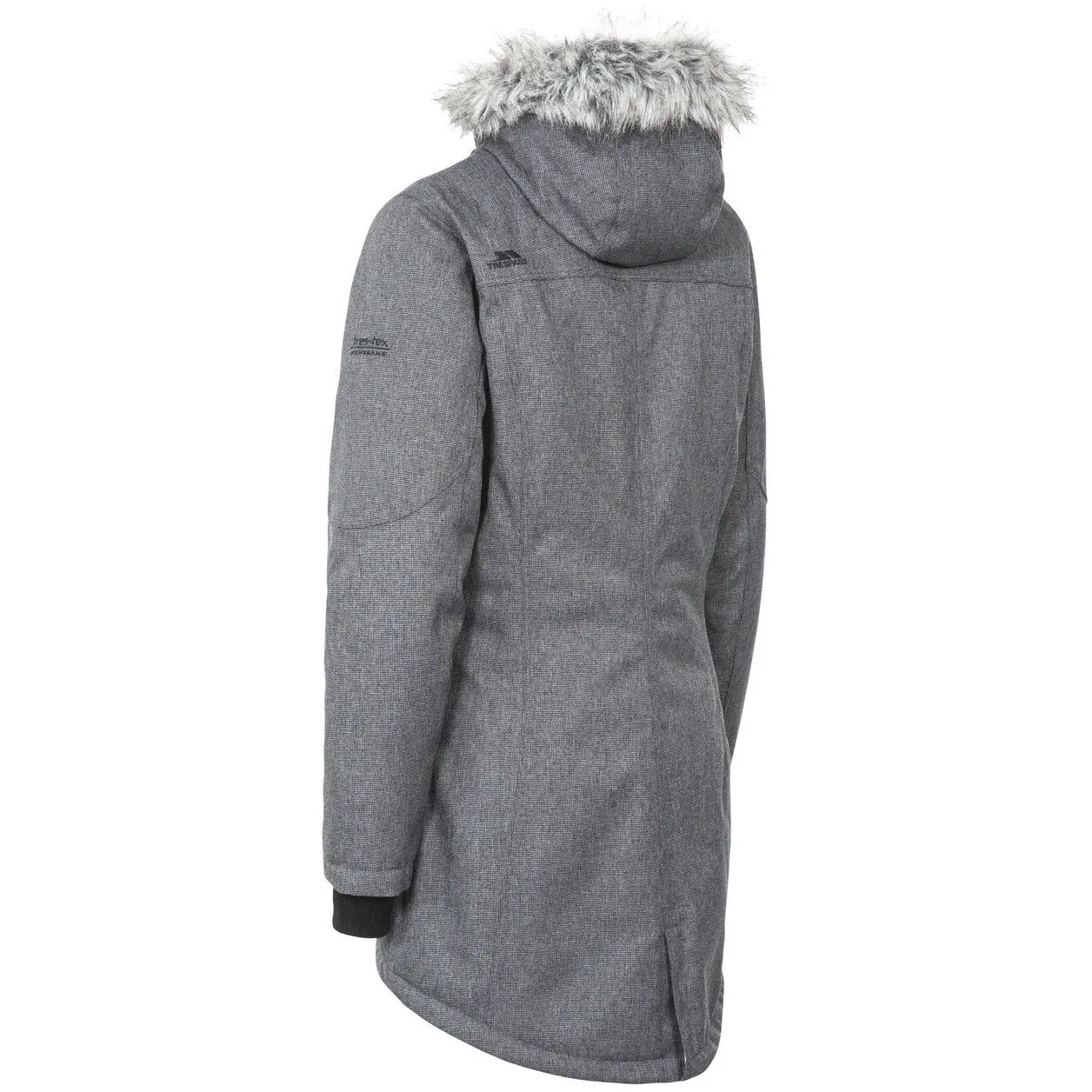 Thundery Women's Waterproof Padded Parka Jacket in Black, Silver & Grey