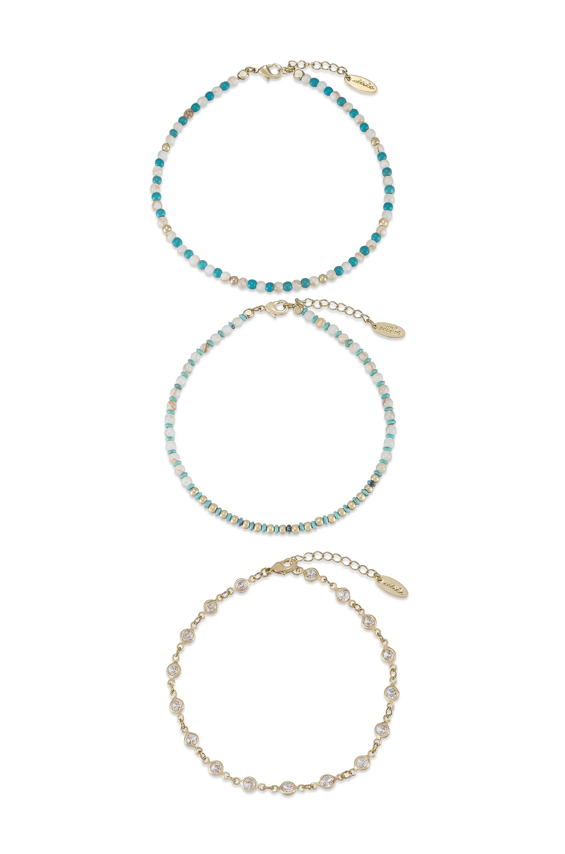 Turquoise Malibu Breeze Anklet Trio