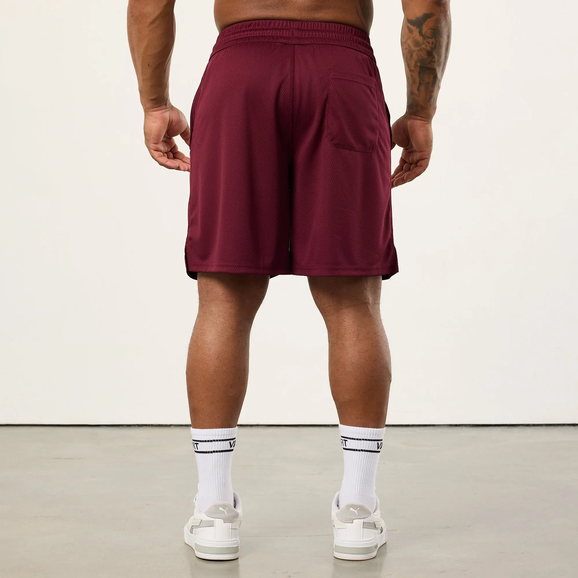 Vanquish Bodybuilding Burgundy Mesh Shorts