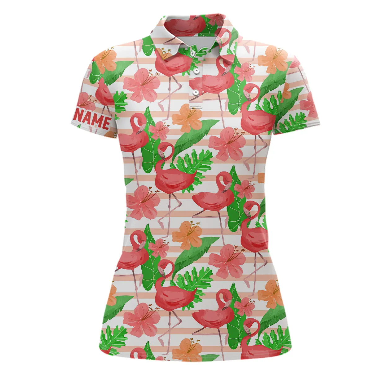 Watercolor Tropical Pink Flamingo Golf Polo Shirt Customized Golf Shirts For Women Golf Gifts