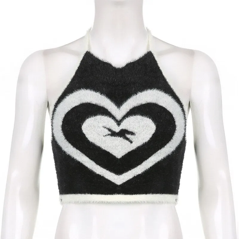 Wjczt Sexy Love Knit Halter Tube Tee Backless Bottoming Slim Fit Vest Crop Top Women's Spring 2022 New Style Tee Tank Tops