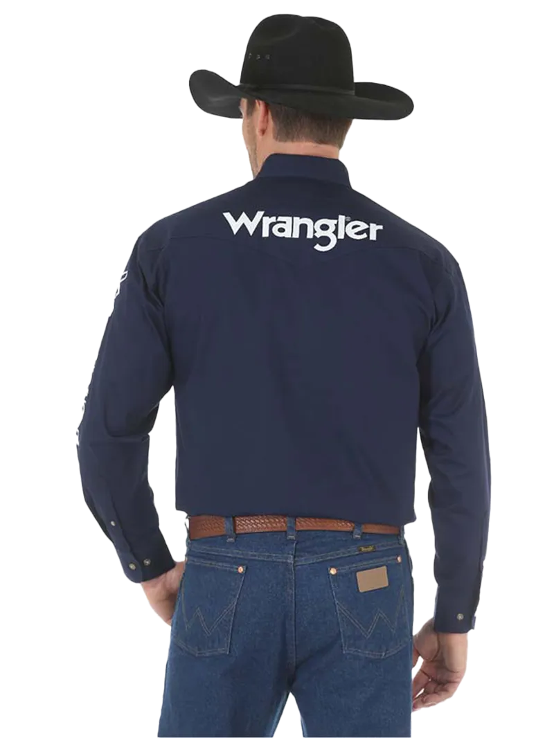 Wrangler Navy White Logo Long Sleeve Shirt